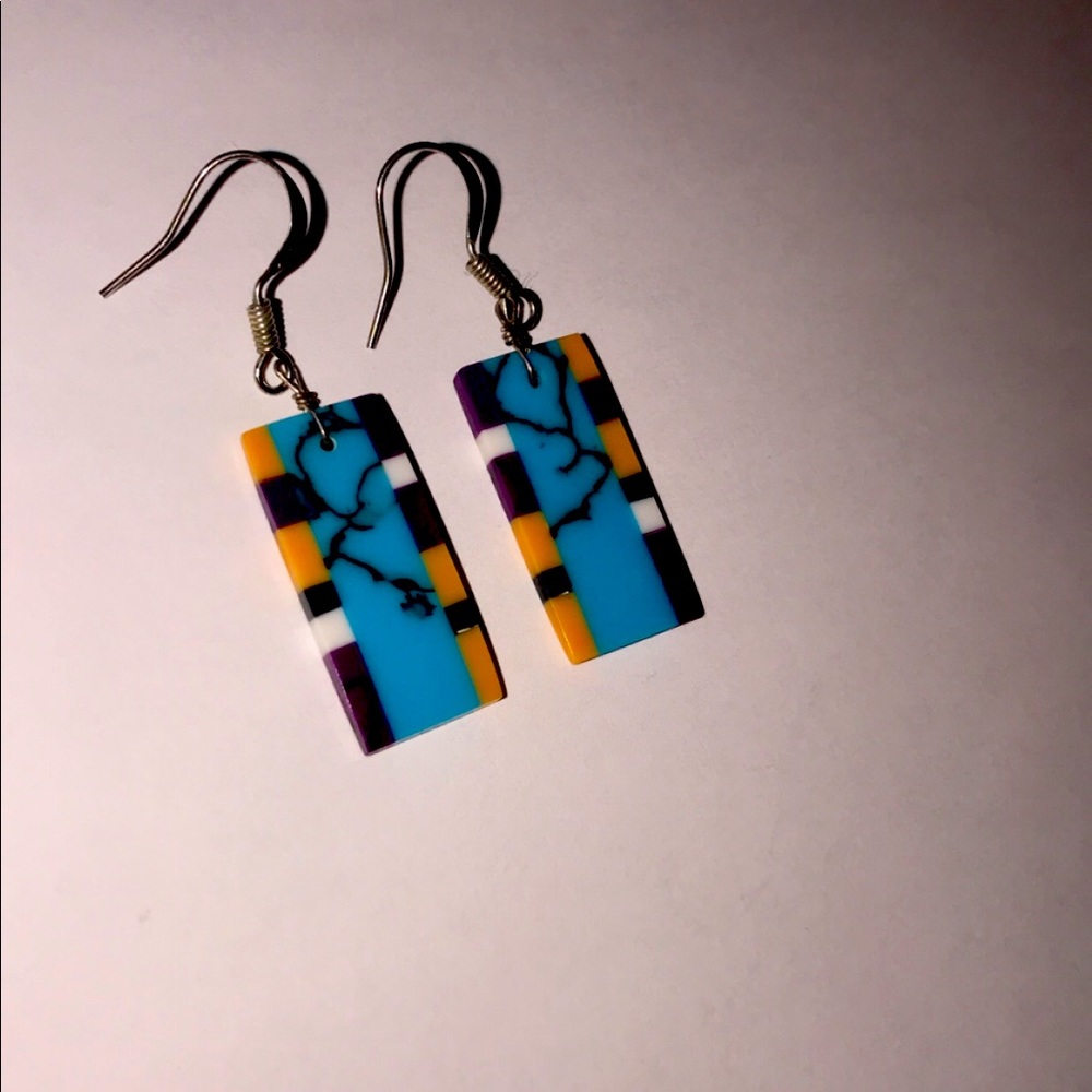 Small multi color turquoise earrings